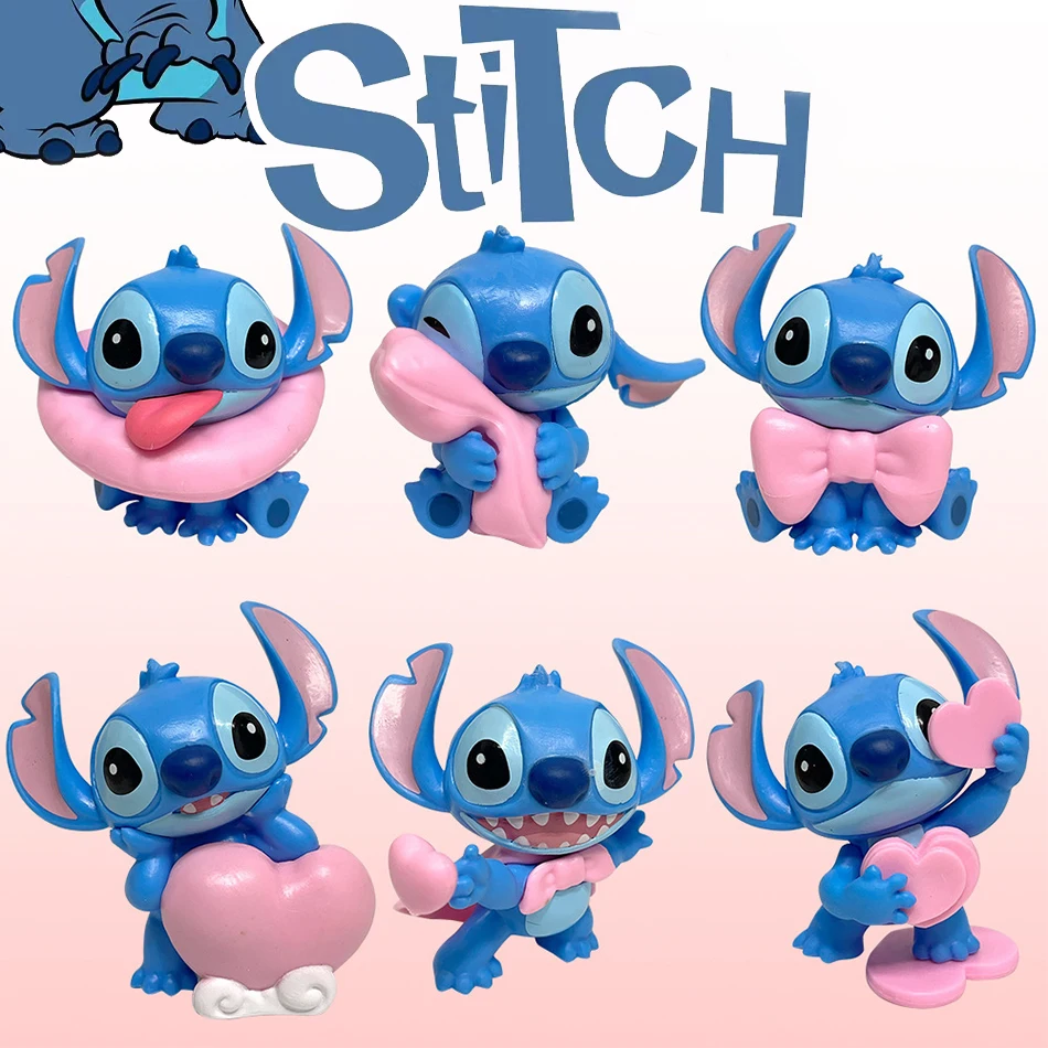 Disney Stitch Sweet Pink Series trendy speelgoedpop voor decoratie Verjaardagscadeau Actiespeelgoedfiguren Collectible Garage Kit