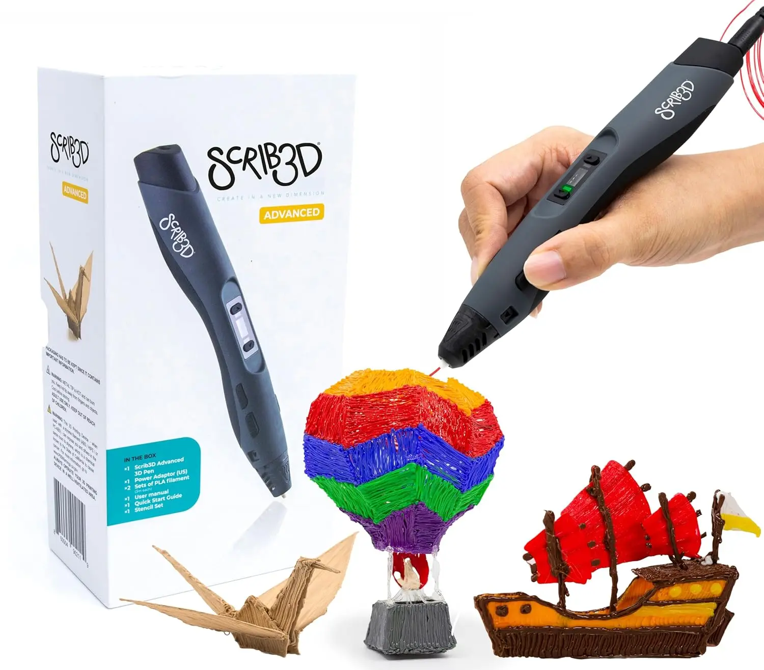 

Advanced 3D Printing Pen with Filament, Stencil Book & Guide - Perfect for Creative Projects