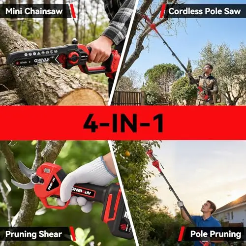 4-in-1 Pole Saw & Electric Pruning Shears 2x 3.0Ah 8