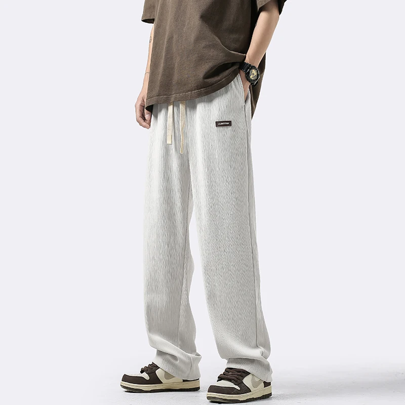 

Мужские повседневные брюки в стиле хип-хоп с прямыми штанинами, свободные спортивные брюки с широкими штанинами, модные дышащие повседневные брюки для весны и осени