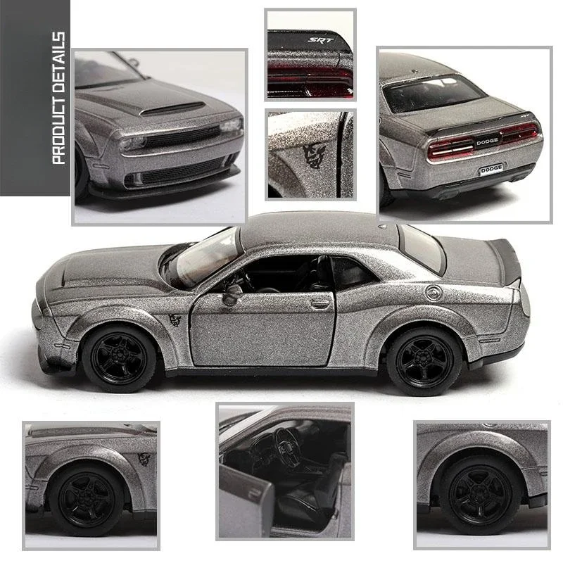 1/36 Dodge Challenger SRT Demo Toy Car RMZ CiTY Diecast Miniature Super Vehicle Model Pull Back Collection Gift For Boys Kid