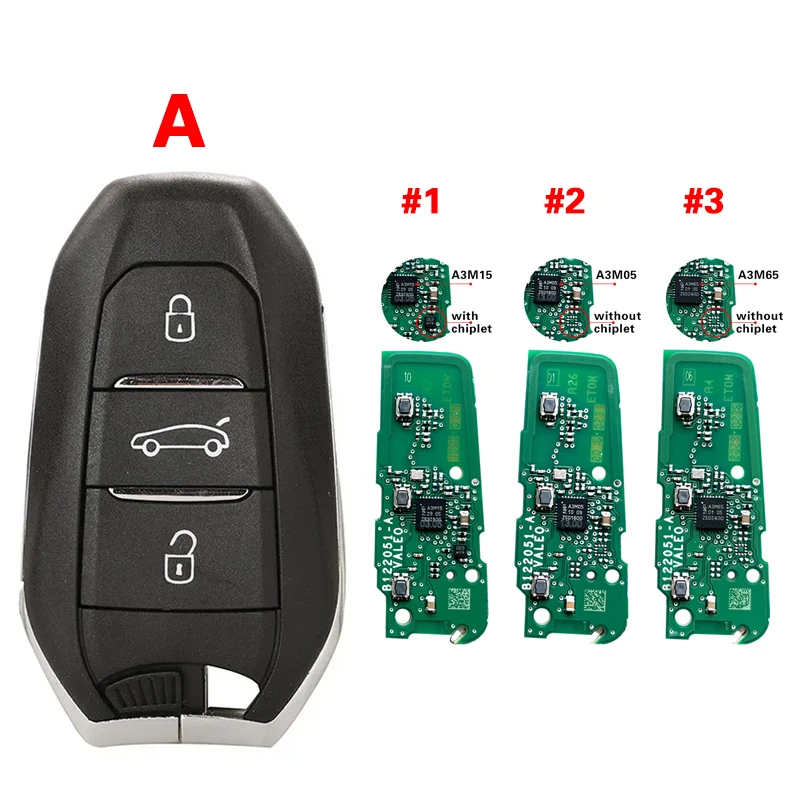 CN009047 OEM A3M15 A3M05 A3M65 Chip FCC IM3A For 2020 Peugeot 5008 508 Smart Key PCB 3 Buttons IM3A AES NCF29A1434MHz Keyless Go