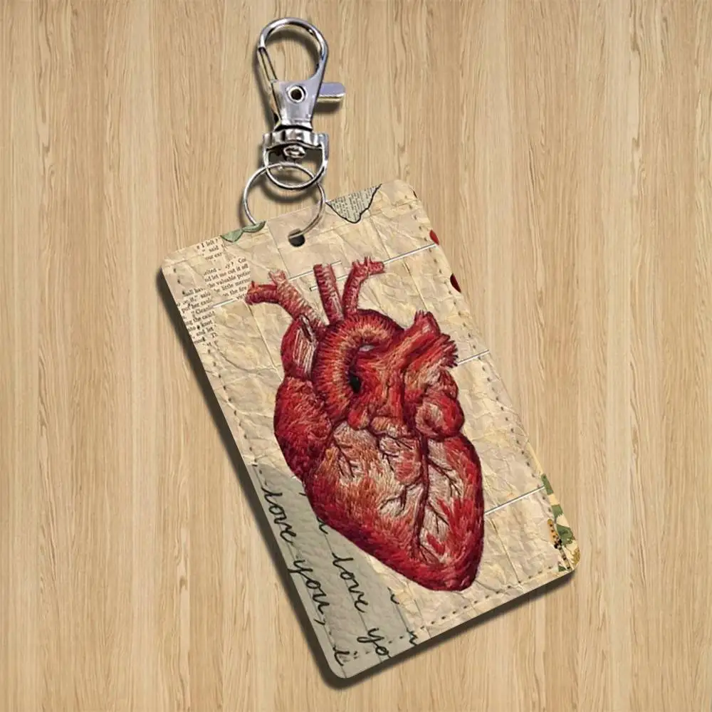 M-anatomia médica arte humans chaveiro titular adequado para cartão de banco de metrô ônibus caso crachá titular carteira cartão padrão texturizado