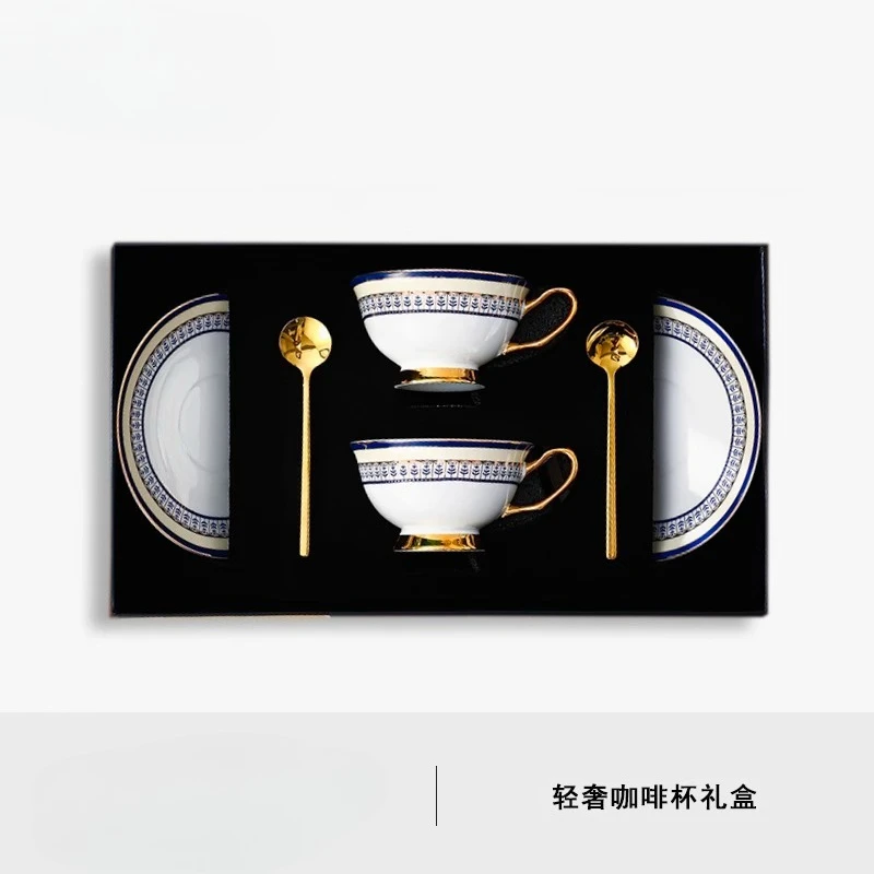 

British style bone china coffee cup and saucer set, high-end afternoon tea set housewarming, giving gifts to elders