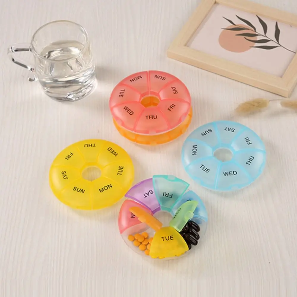 

Organizer Dispenser Case Waterproof Weekly Pill Box Portable Convenient Mini Pill Box 7 Day Weekly Colourful Pill Dispenser Kids