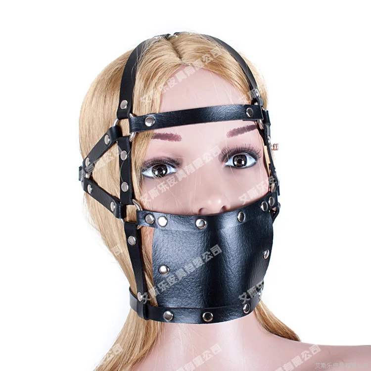 Leather Head Harness Mouth Gag Mask Hard Ball Mouth Gag BDSM Bondage Restraint Accessories Role Play System