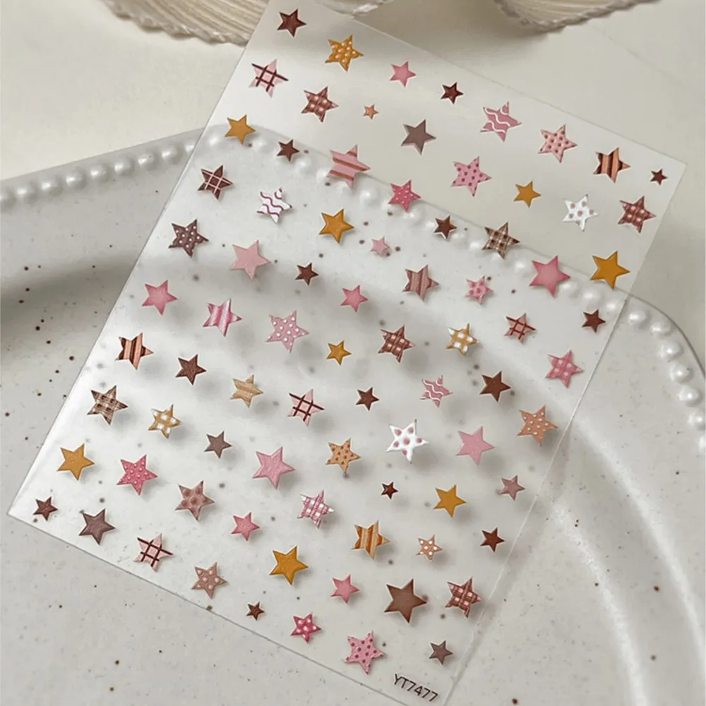 1 قطعة 5D تنقش الملونة ستار مسمار ملصقات الخماسية نجمة مسمار الشارات 8*10 سنتيمتر ذاتية اللصق مانيكير ستار مسمار المتزلجون DE43!