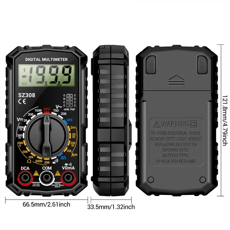 Multimeter Low Battery Indication 1999 Counts Current Tester