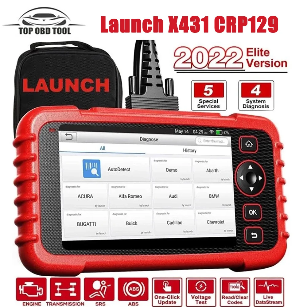 

Launch X431 CRP129X OBD2 Scanner Code Reader Diagnostic Tools Engine ABS SRS AT Oil SAS EPB TPMS Reset Creader129X OBDII launch