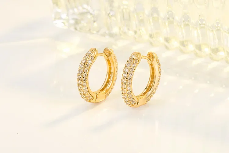 Real 18 Yellow Gold 1 Carats Diamond Earring Females Fine Aros Mujer Oreja 18K Gold Orecchini Gemstone Stud Earrings for Women