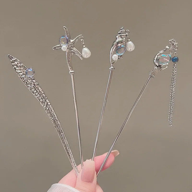 Изысканная блестящая женская заколка для волос с геометрическим нерегулярным лунным камнем, палочка для волос, элегантные украшения со звездами и цветами, аксессуары для волос, головные уборы