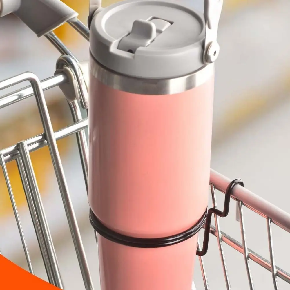 Portable Shopping Cart Cup Holder Space Saving Anti-Slip Hanging Mug Holder Spill Proof Durable Water Drink Cup Holder