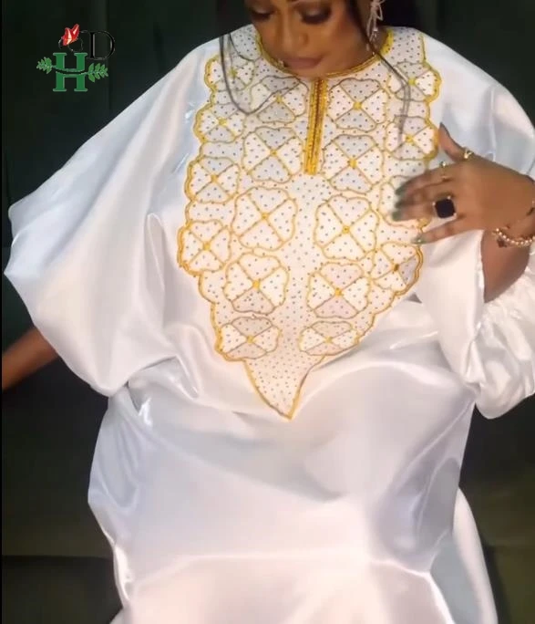 Ropa Africana H&D, Bordado Tradicional, Boubou Africain Blanco para Mujer, Vestidos Turcos, Vestidos Africanos para Mujer, Túnica Musulmana