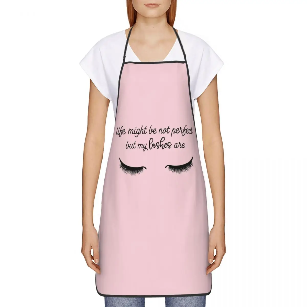 Custom Bib Perfect Lashes Apron Men Women Unisex Adult Chef Cooking Kitchen Funny Eyelash Artist Quote Tablier Cuisine Gardening