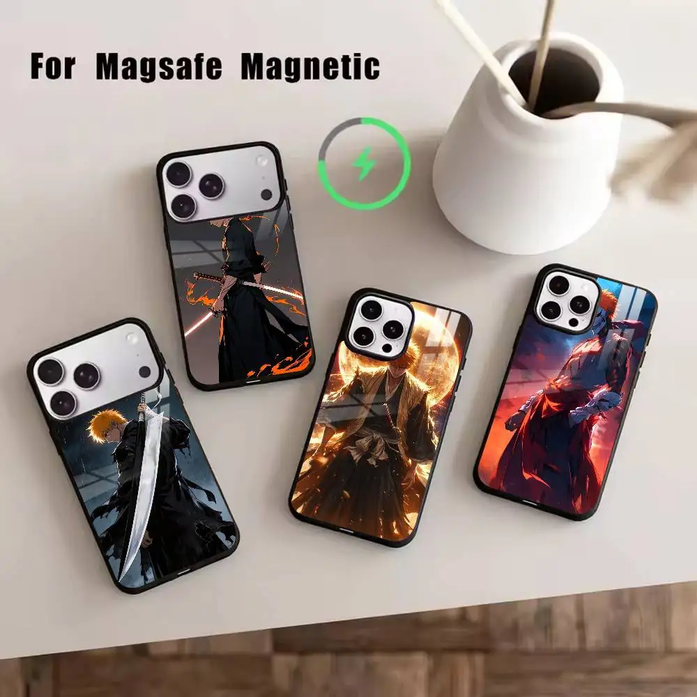 

Anime Bleach Kurosaki I-Ichigo Phone Case For iPhone17,16,15,14,13,12,11 Plus,Pro Magnetic For Magsafe Wireless Charging