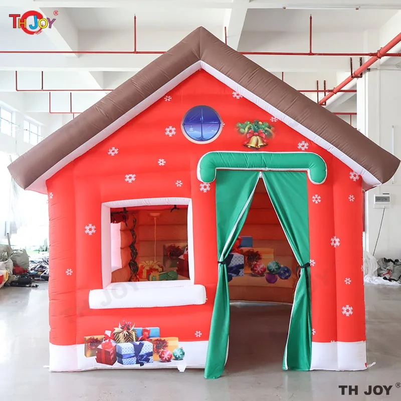 4x3m Outdoor brown Santa Grotto inflatable Christmas House Tent inflatable cabin decoration for events