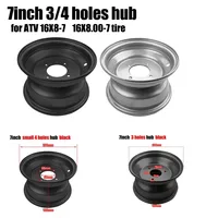 Neumáticos ATV de 7 pulgadas, 16x8,00-7, llanta de cubo negra plateada (3/4 agujeros), neumáticos de vacío 16x8-7 para piezas de llantas cuádruples ATV de 7 pulgadas