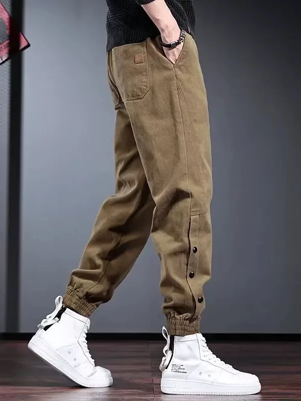 

Американская рабочая одежда в стиле ретро, брюки, мужские осенне-зимние повседневные брюки свободного кроя, износостойкие рабочие брюки с эластичной резинкой на талии