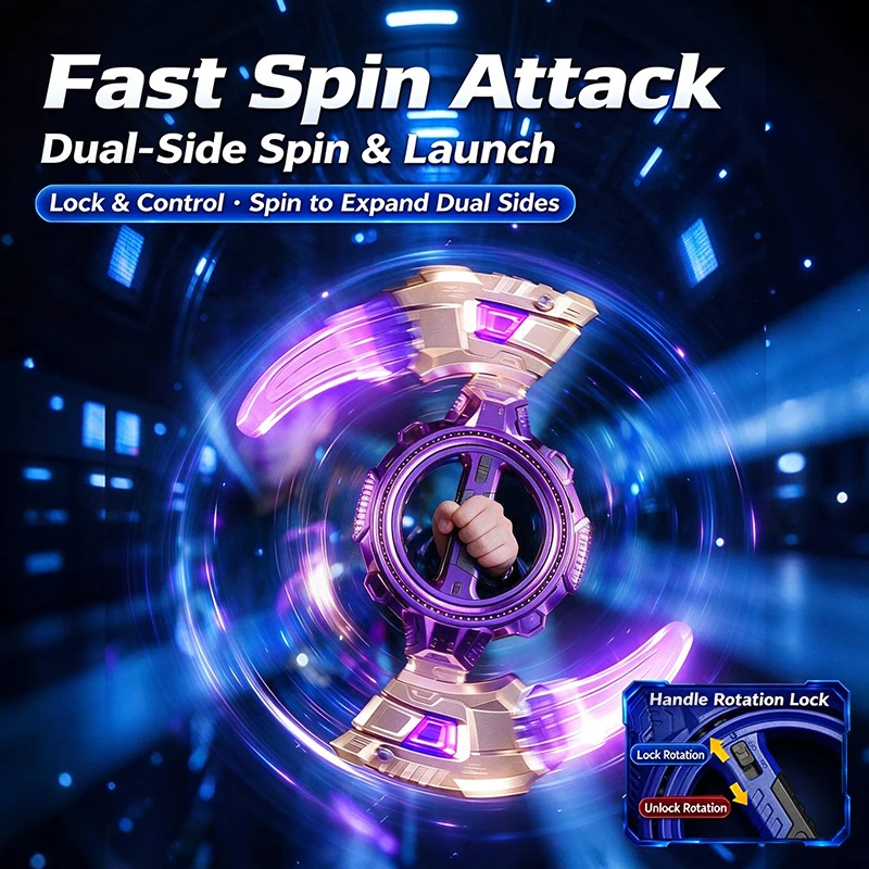 Double-Edge Rotating Telescopic Sword and Shield Light-Up Toy Cosplay Sword Toy Party Family Interactive Toy for Adults