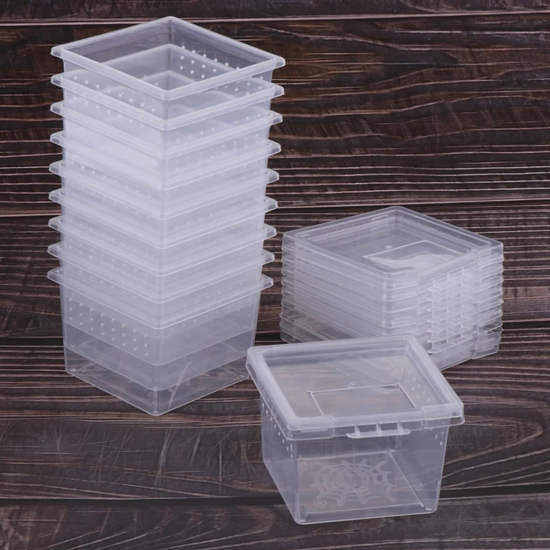 1Pc Plastic Transparent Reptiles Feeding Box Reptile Living Terrarium Habitat for Scorpion Spider Ants Lizard Breeding Box Case