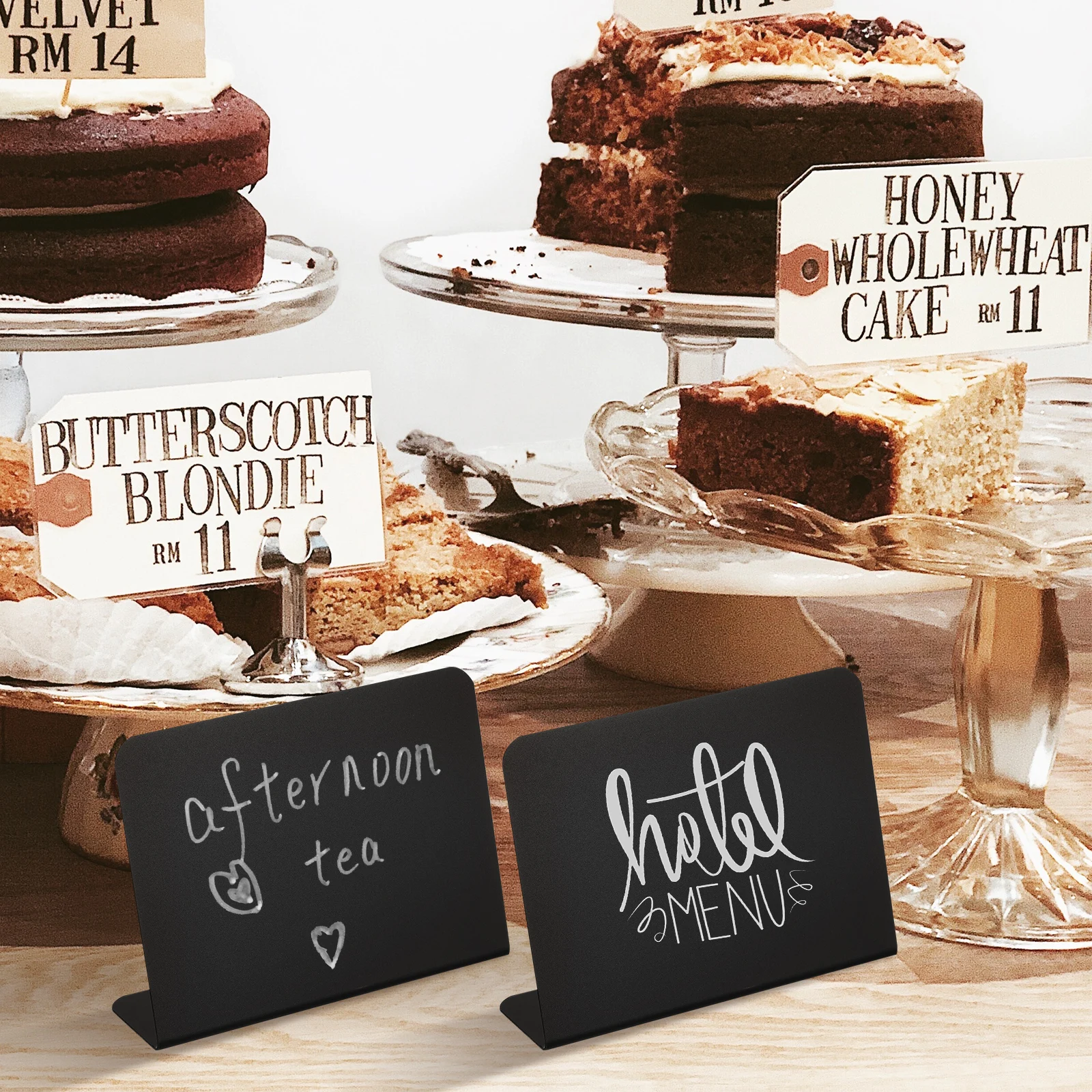 

1Set Chalkboard Signs Mini Chalkboard Set for Restaurant Cafe Home Office Menu Board Tabletop Display Black Board Signs