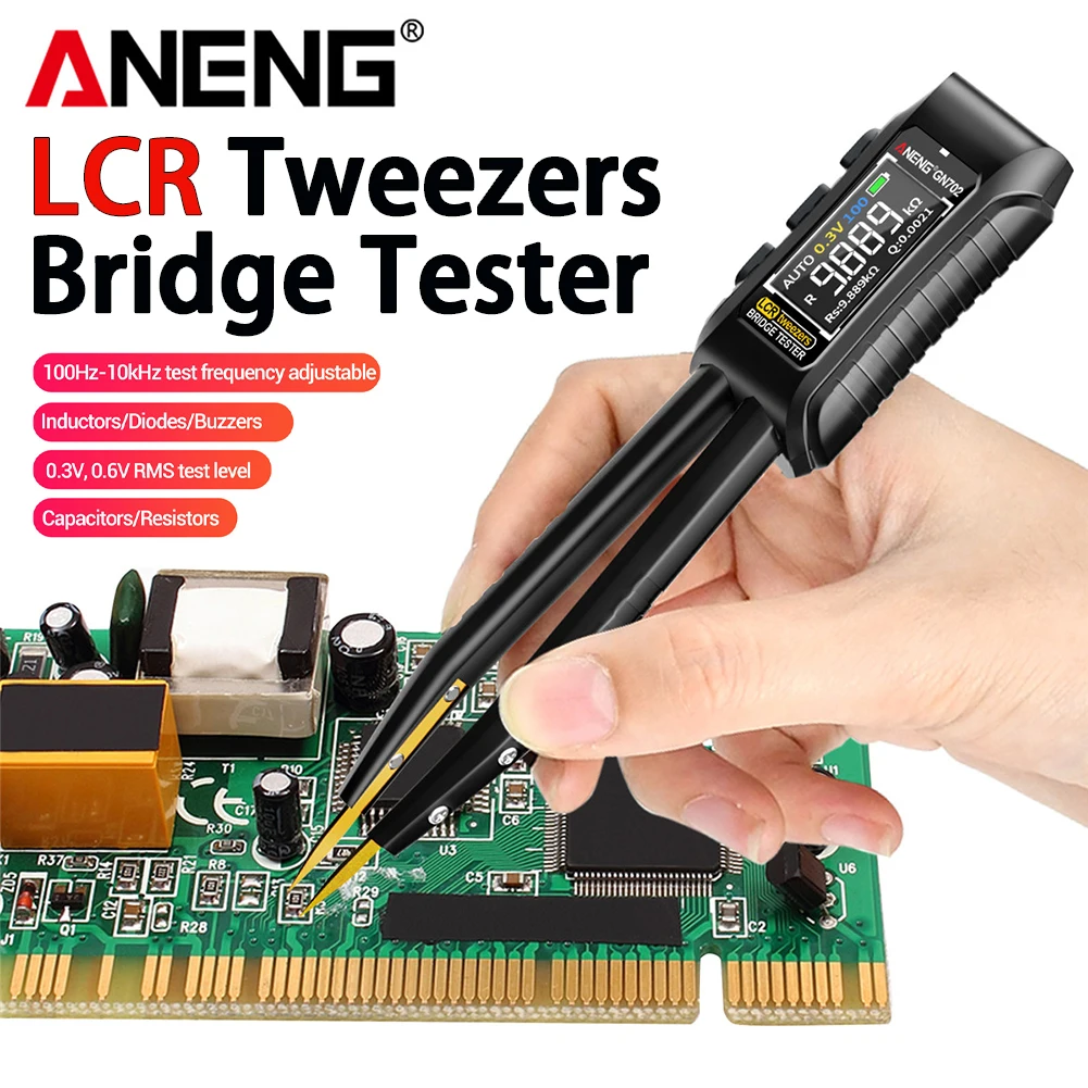 ANENG GN702 LCR Tweezers Bridge Tester Digital Forceps Bridge Multimeter Built-in Recharge Battery Meter Inductance Measure Tool