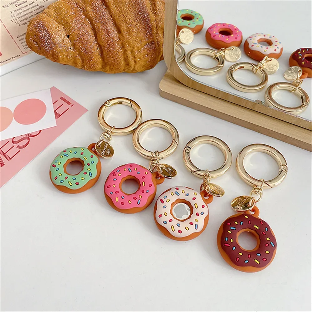 Cartoon Donut Silicone Case for Apple Airtag Case Dog Collar GPS Finder Protective Silicone Case for Apple Air Tag Tracker Cases