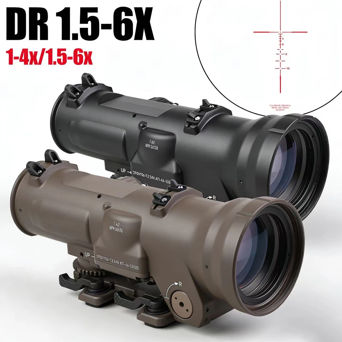 

Тактический прицел DR 1.5-6X CX5456 7.62NATO с фиксированным двойным полем зрения, сеткой BDC Illu и быстросъемным креплением для 20-мм планки