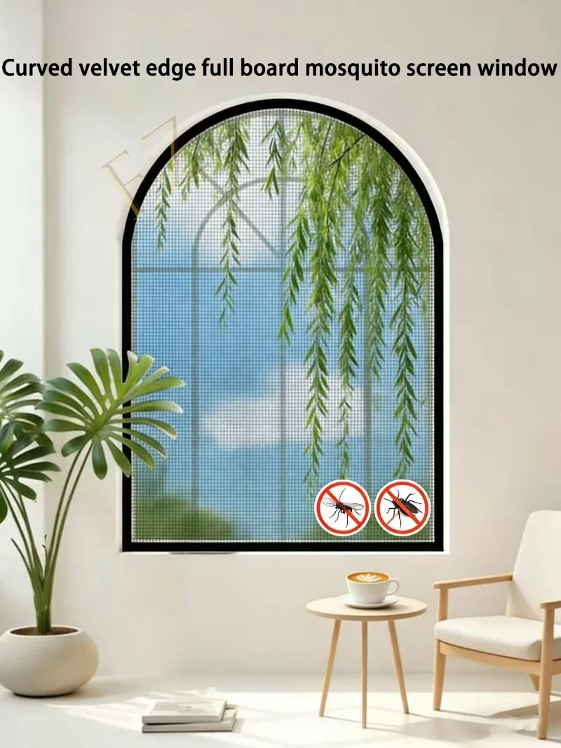 

Arched mosquito screen window, self-adhesive, easy to install mosquito net, invisible screen window, household use