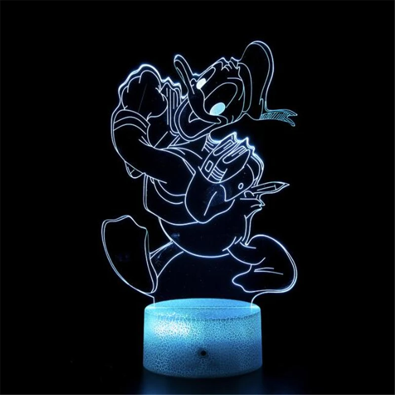 Mickey Mouse and Donald Duck Cartoon 3D Minnie Mouse Visual Night Lights LED Lamp Bedroom Anime Nightlights Color Changing Toys