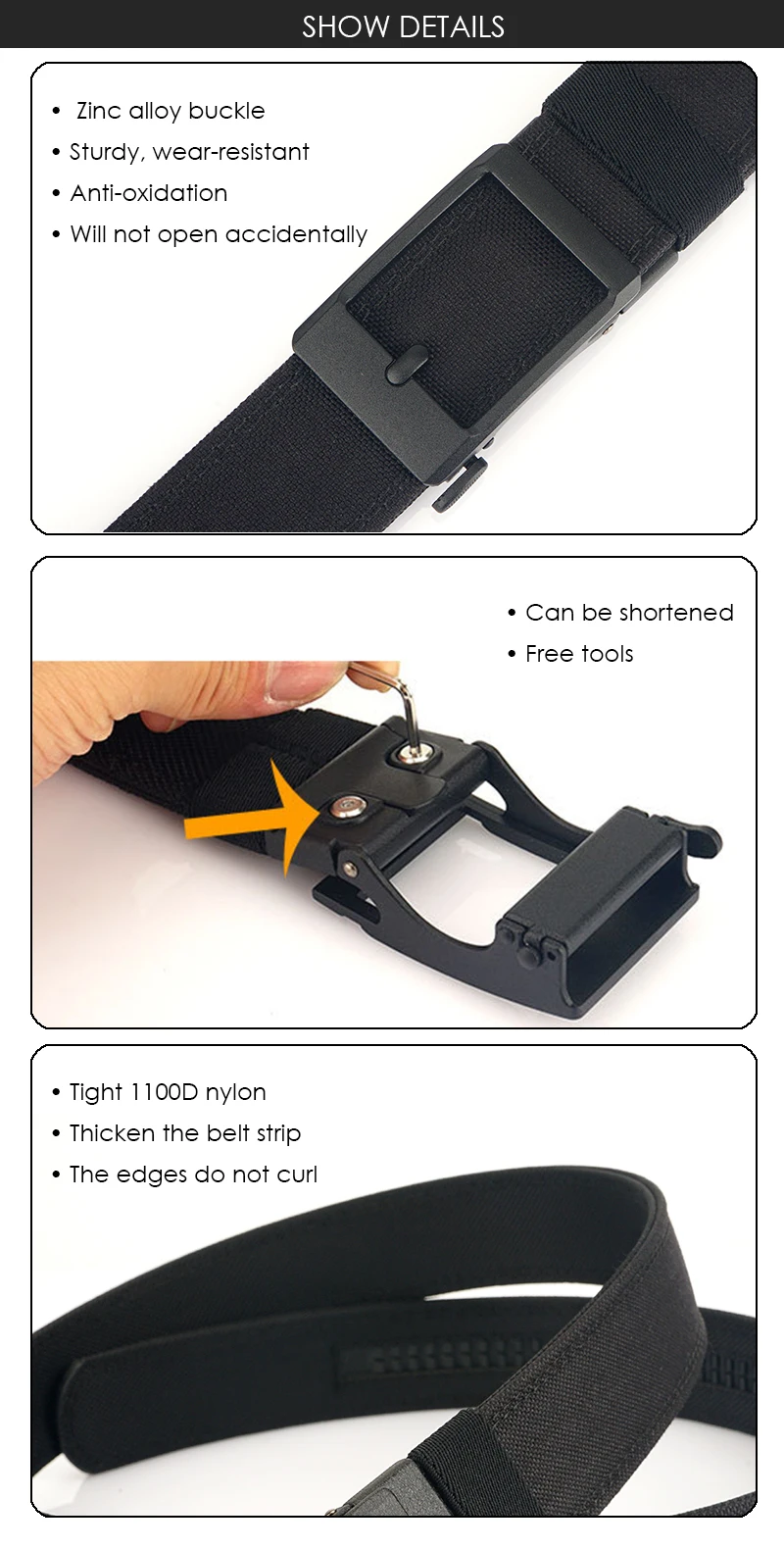 VATLTY neuer harter taktischer gürtel für männer metall automatische schnalle ipsc pistolen gürtel 1100d nylon militär gürtel outdoor sport gürtel männlich – Detail 4