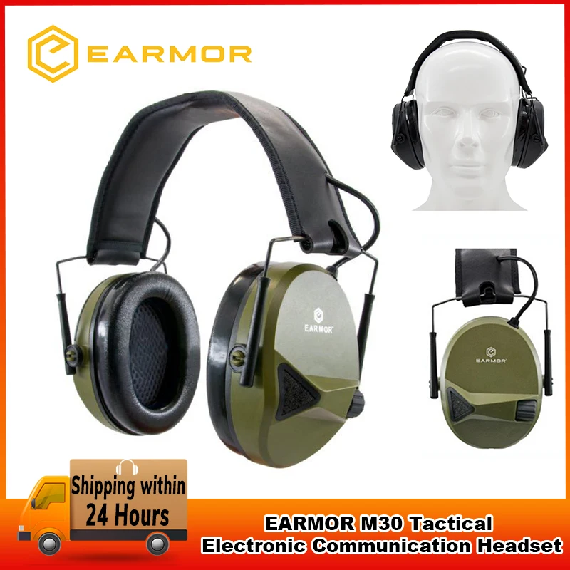 EARMOR M30 Headset komunikasi elektronik, alat penutup telinga taktis/proteksi pendengaran menembak luar ruangan, peredam kebisingan