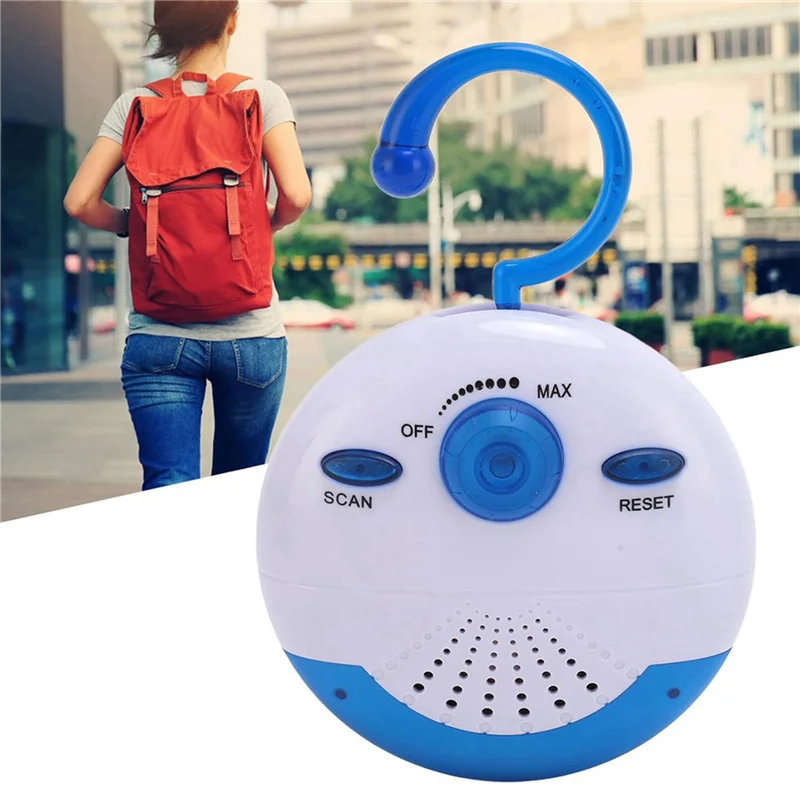 CEA 2X Waterproof Shower Radio, Mini Portable FM Radio Built In Speaker For Bathroom Kitchen, Boating, Hiking