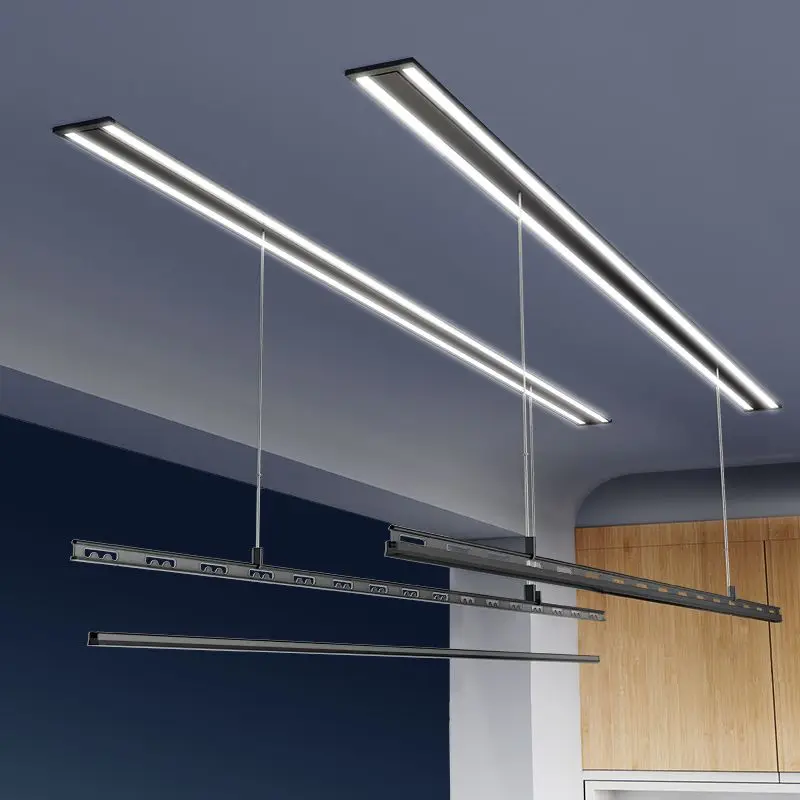 Invisible electric drying rack Smart home balcony Automatic remote control lifting Hidden embedded double rod, quilt rod