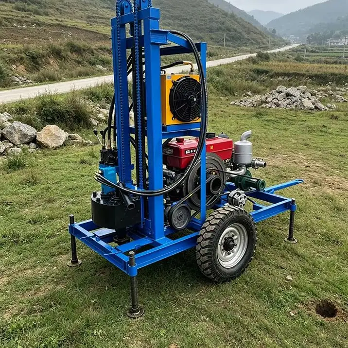 Customized Heavy Duty Drill Rig 25HP 100M Hydraulic Feed Quick Relocate Long Life Water Well Drilling Rig Machine