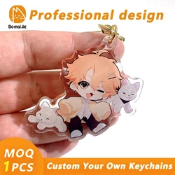 Porte-clés personnalisé Anime avec logo de dessin animé, porte-clés en acrylique JOPhoto, conception d'impression transparente personnalisée, porte-clés de jeu