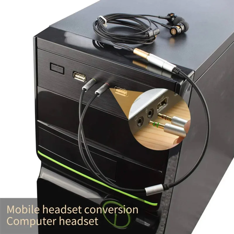 مقسم سماعة الرأس Canfon: كابل صوت Y مزدوج 3.5 ملم أنثى إلى 3.5 ملم ذكر لتوصيل سماعة رأس الهاتف الذكي بالكمبيوتر