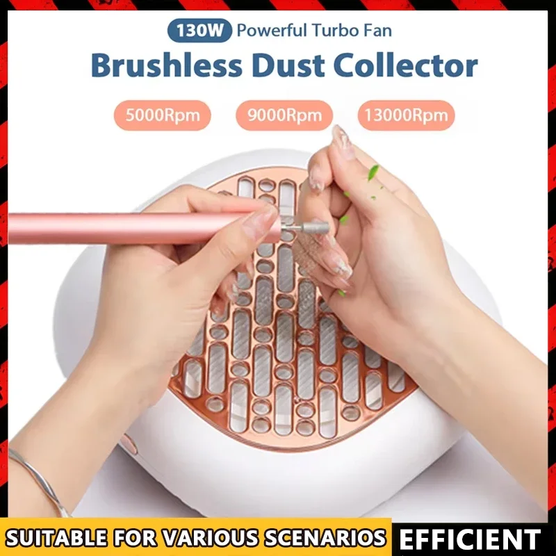 

130W Super Suction Brushless Nail Dust Collector Powerful Nail Dust Extractor Nail Art Manicure Fan Vacuum Cleaner With 2 Filter
