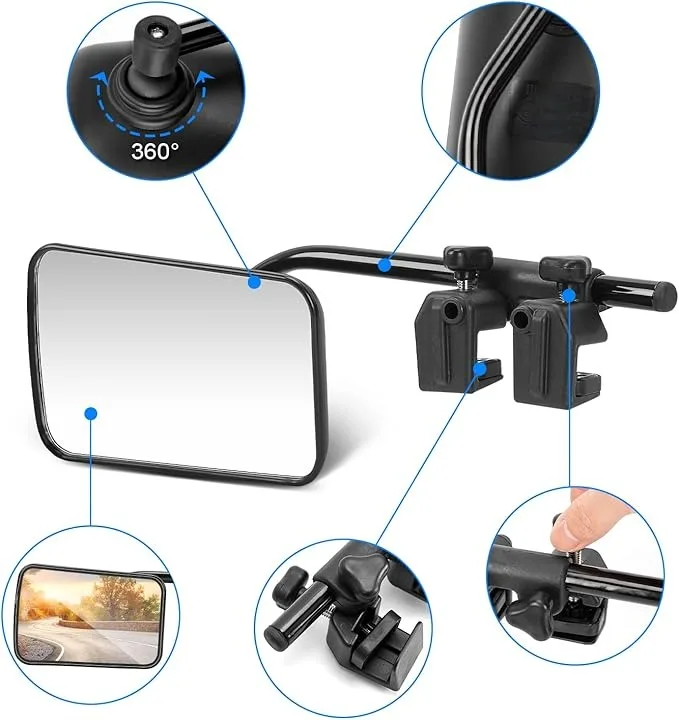 1 زوج RV مقطورة تمديد الرؤية مرآة الرؤية الخلفية أجزاء سيارة قافلة سحب المرايا الجناح مرآة قابل للتعديل مع المشابك العالمي #4