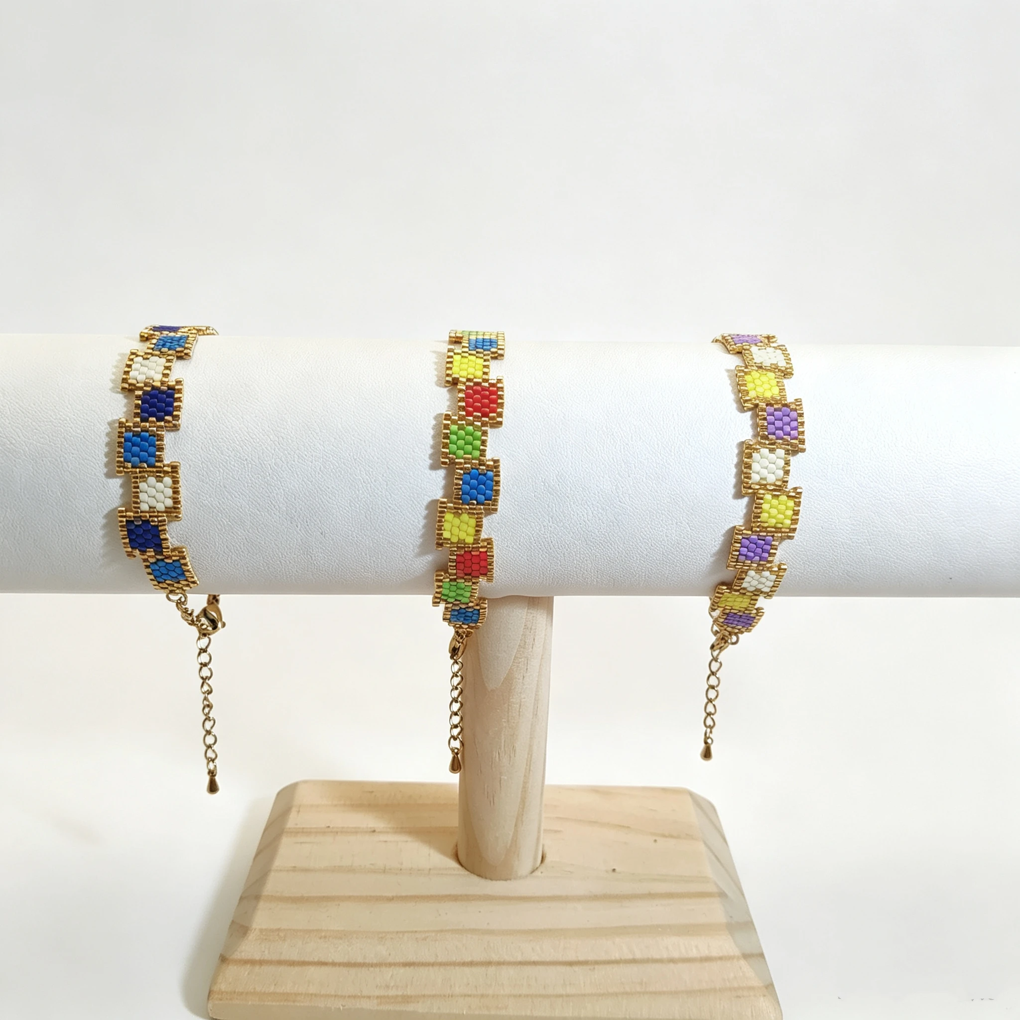 Rice bead Colorful Bracelet Creativity Scattered Design Hand-woven Rectangular Bohemia Adjustable Female Trend Beaded Bracelet