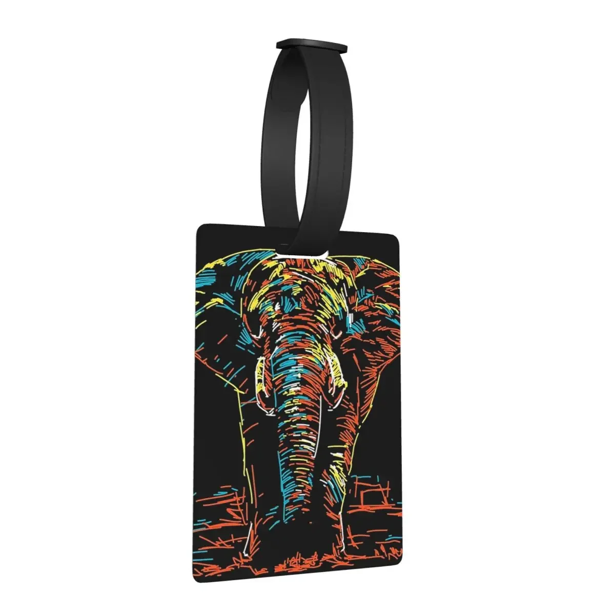 

Colourful Abstract Elephant Neon Illustration Luggage Tags Suitcase Cute Baggage Boarding Tag Label Holder ID Name Address