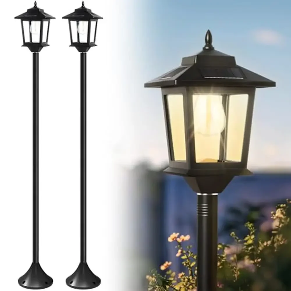 Outdoor Solar Lamp Post Light, impermeável Pole Lights, pátio decorativo, branco quente, Garden Pathway Lightning Kit, reposição, 63 ", 2Pack