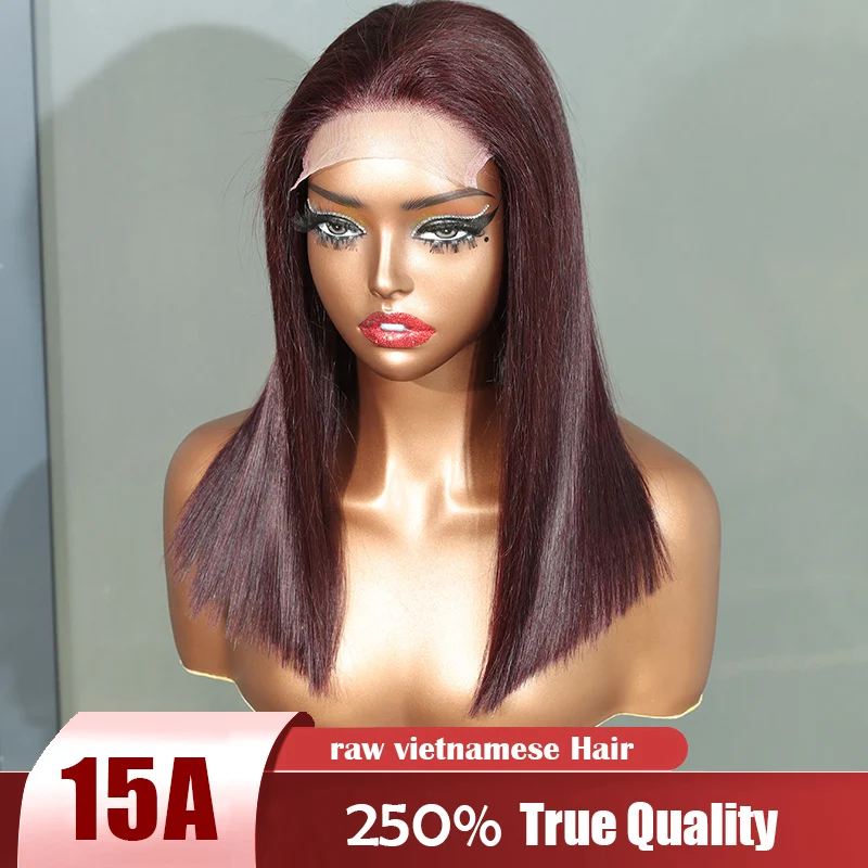 

13x6 13x4 Полный фронтальный прозрачный кружевной J99 Красный бордовый прямой парик Парики из человеческих волос Предварительно выщипанный парик 5x5 сырые вьетнамские парики