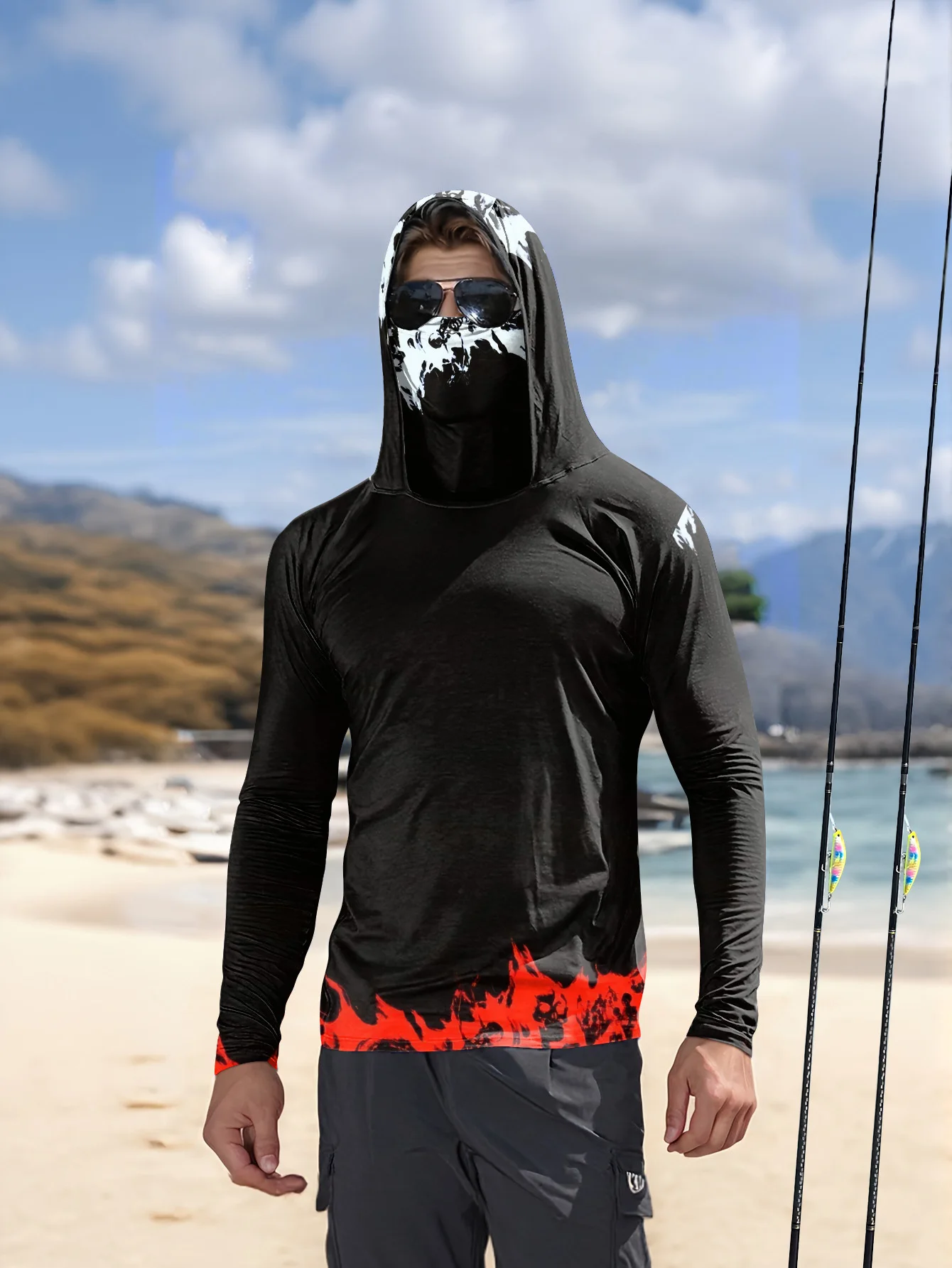 Men Hood Fishing Shirt long sleeve Fishing clothing fishing t shirt uv protection fishing shirt Fishing Apparel Quick Dry