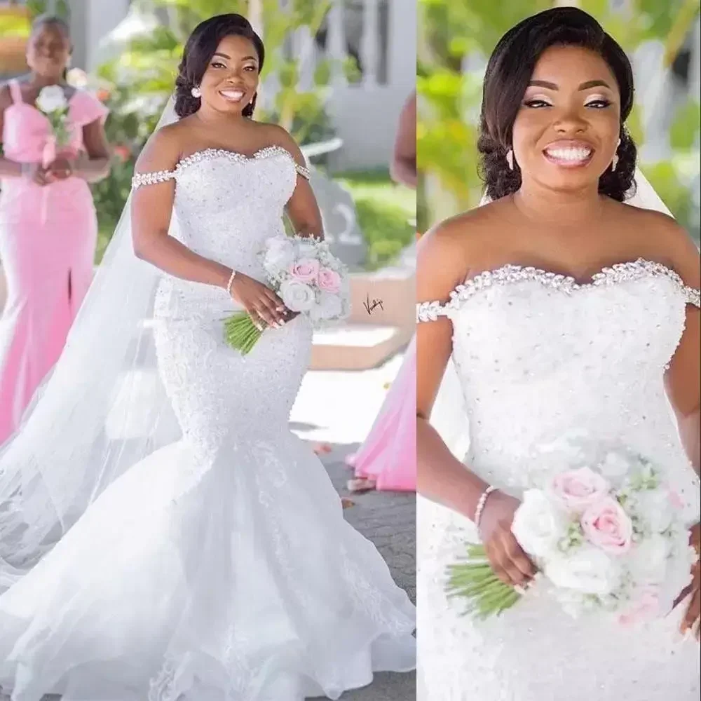 

Индивидуальные свадебные платья в стиле африканской русалки больших размеров, сексуальные, с открытой спиной, без бретелек, с кружевными аппликациями и бисером, на заказ