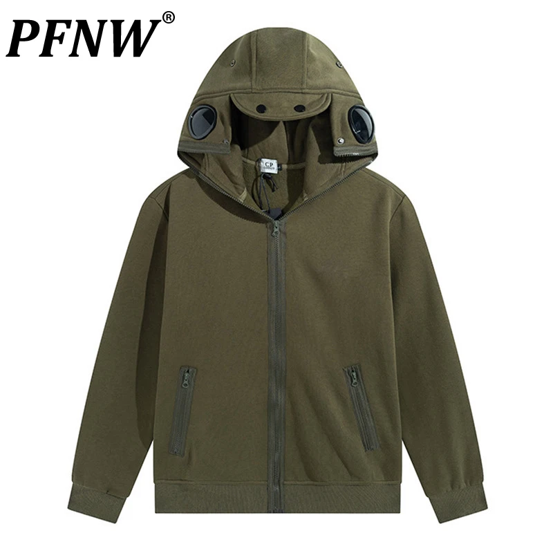 PFNW Autumn New Men\'s Casual Hooded Hoodies Fashion High Street Loose Spliced Sports Unisex Versatile Y2k Vintage Coats 28A3524