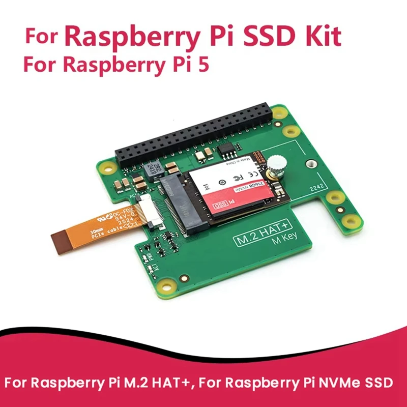 Для Raspberry Pi 256 ГБ SSD-комплект M.2 HAT + NVME SSD, совместимый с Pcie Gen3 для Raspberry Pi 5