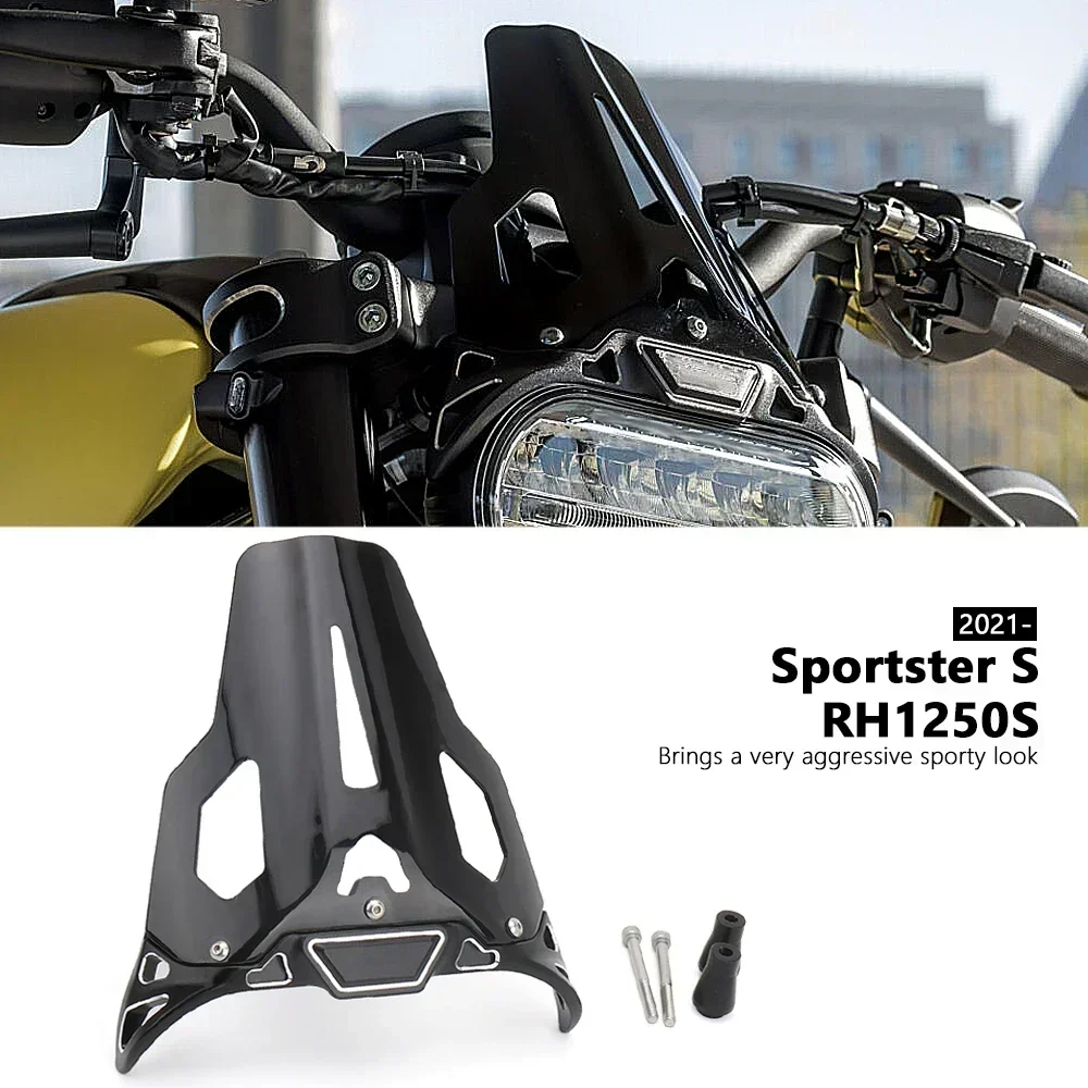 

New For Sportster S RH1250S SPORTSTER S 2021 2022 2023 Windshield Wind Screen Deflector Windscreen Motorcycle Accessories Black