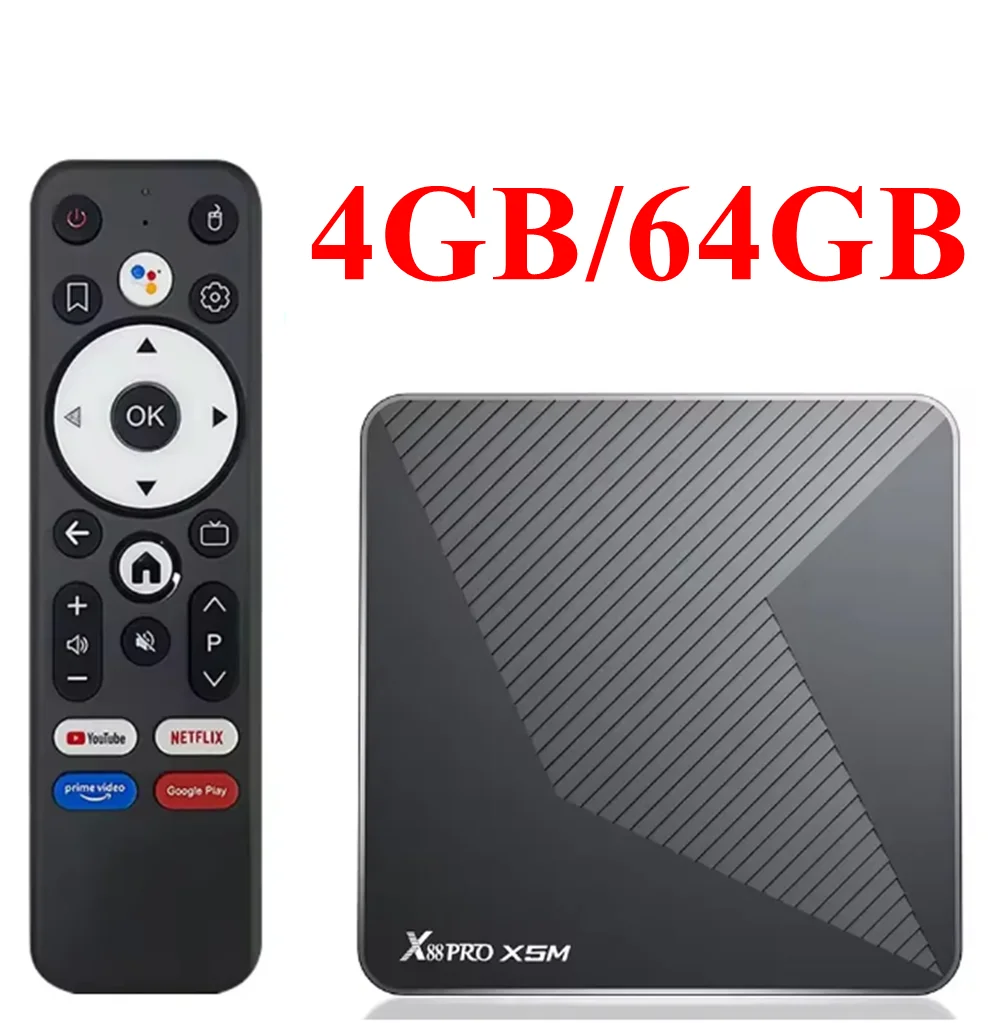 X88 PRO X5M Android 14 TV BOX Amlogic S905A Quad Core 4K LAN 1000M