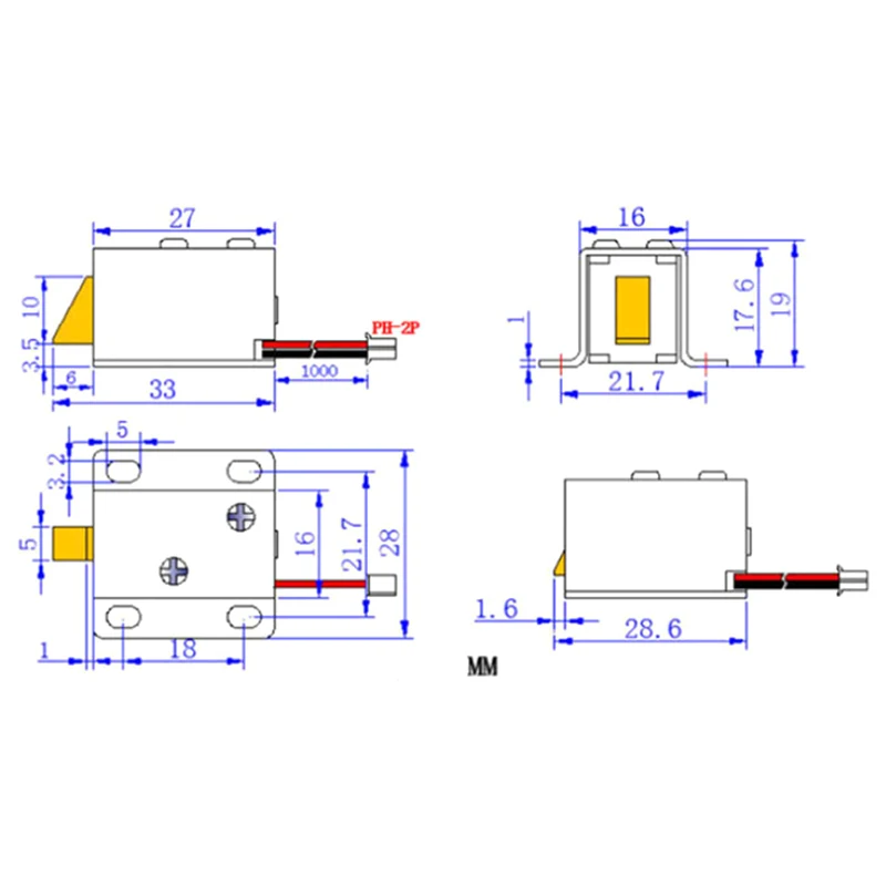 12V DC Mini 2728 Small Solenoid Lock Electromagnetic Electric Control Cabinet Drawer Lock Intelligent Auto Lock Home Improvement